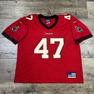 Vintage Y2K Adidas Tampa Bay Buccaneers John Lynch #47 Red Jersey USA - Sz Large